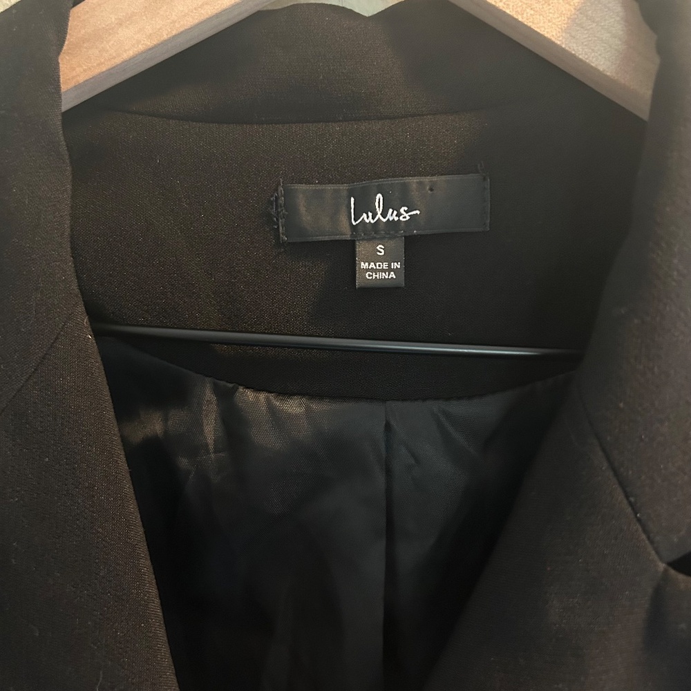 Lulus Captain’s Blog Black Double-Breasted Coat Size Small Neutral Jacket - Picture 4 of 12